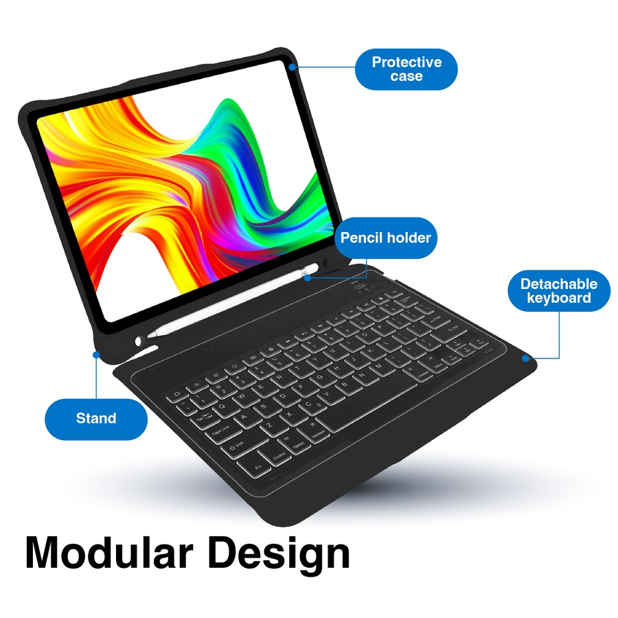 Laser Tablet Case with Wireless Keyboard (iPad 11th Gen A16 / 10th Gen 10.9”) – Black