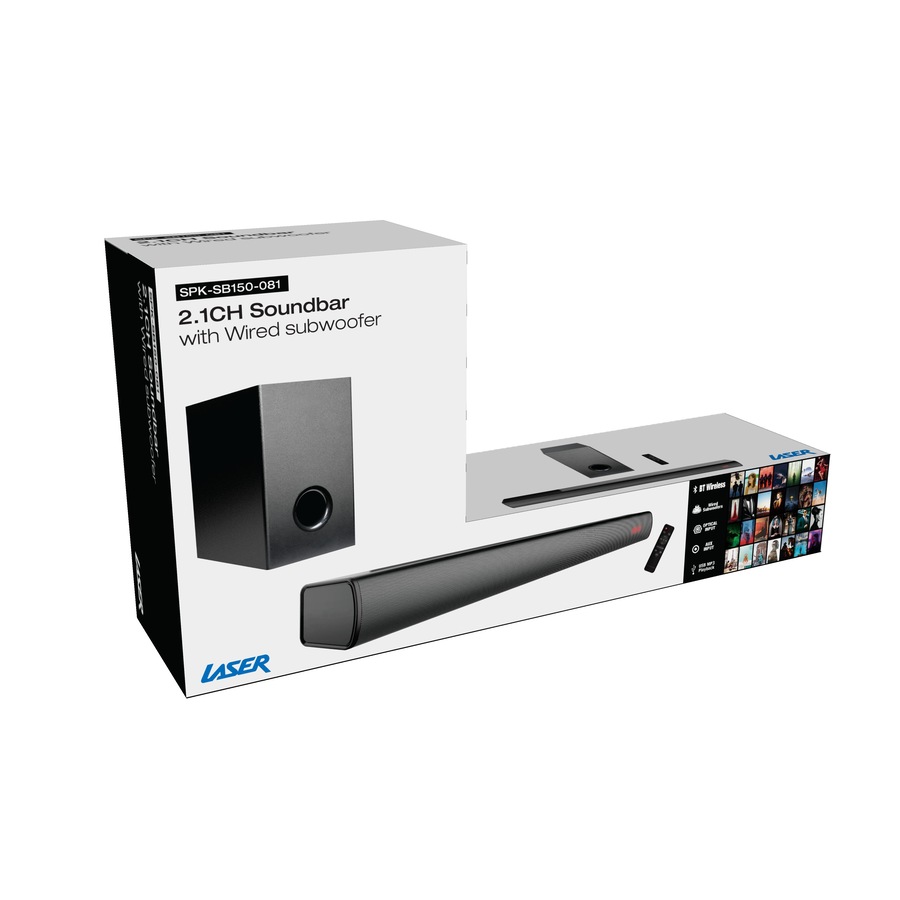 Laser 2.1 Channel Soundbar with Wired Subwoofer**