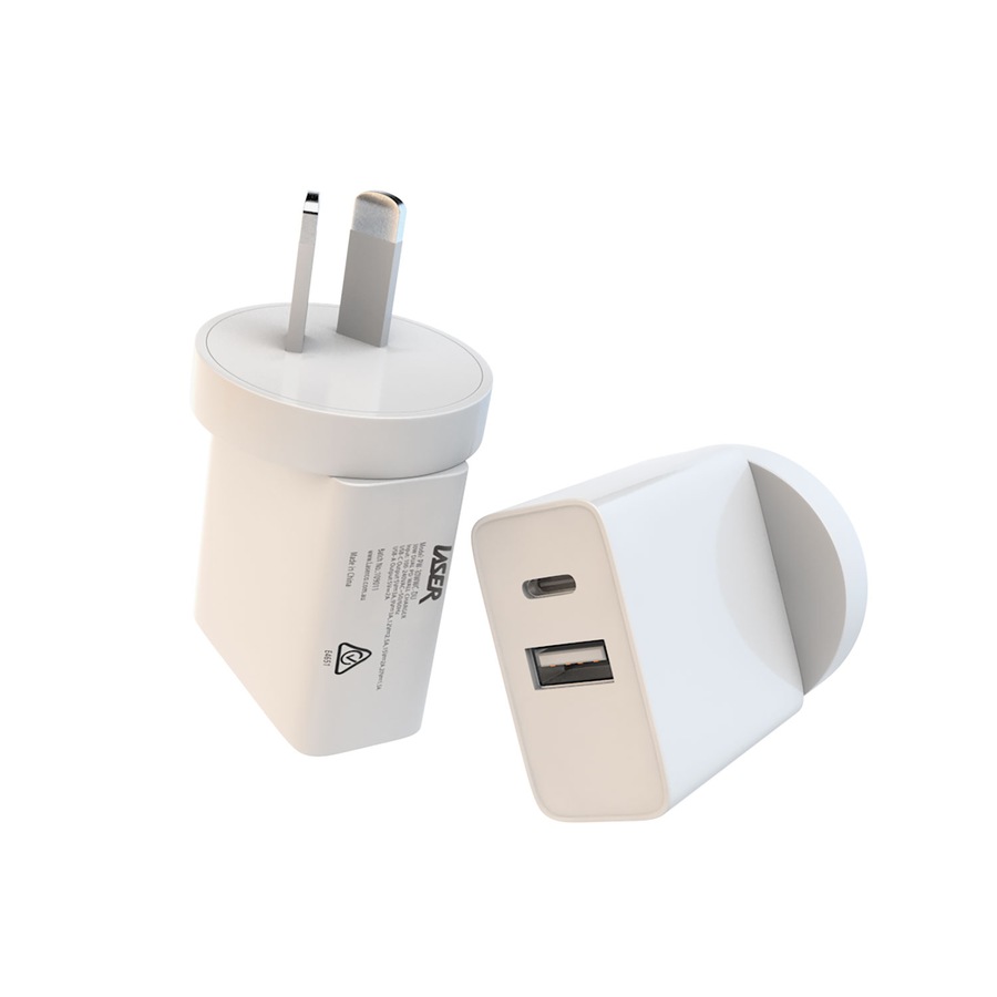 Laser ChargeCore USB-C 30W Dual PD Wall Charger - White