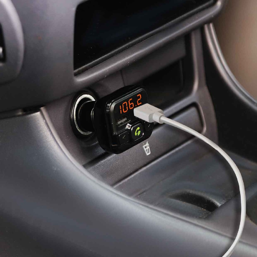 Laser FM Transmitter with Handsfree Calling & USB Charging 