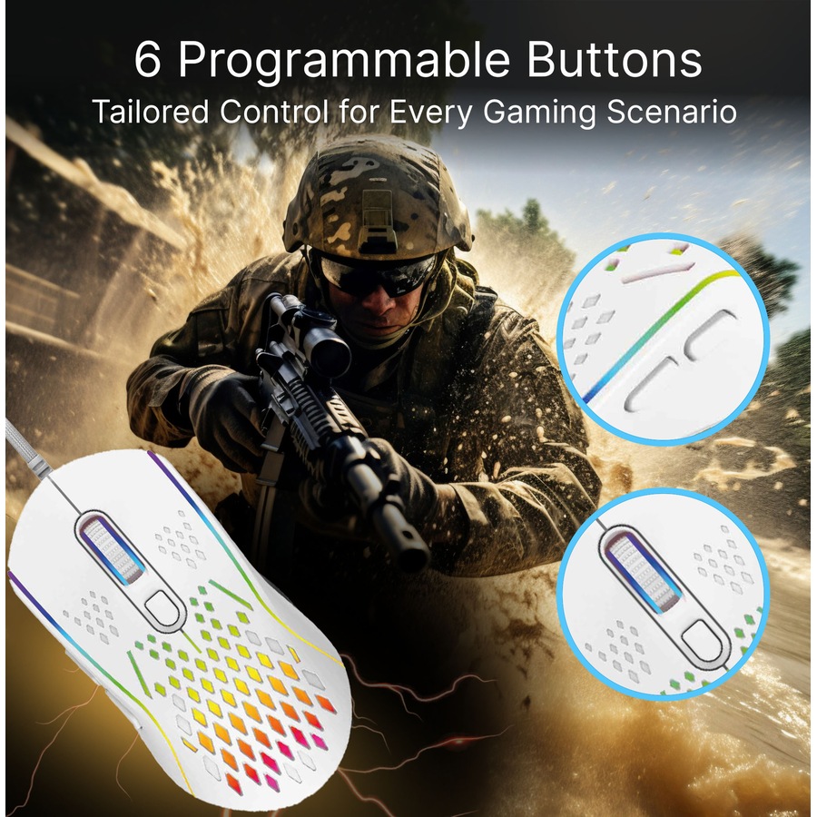 Laser Gaming RGB Lightweight Mouse - White