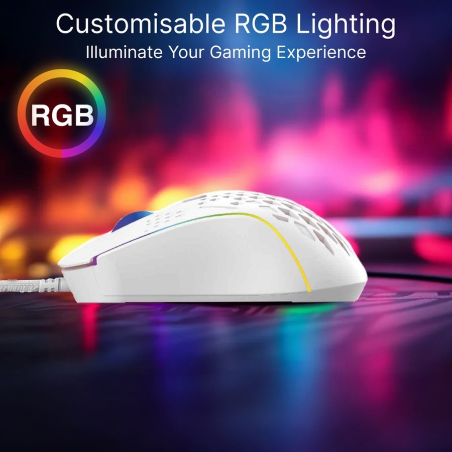 Laser Gaming RGB Lightweight Mouse - White