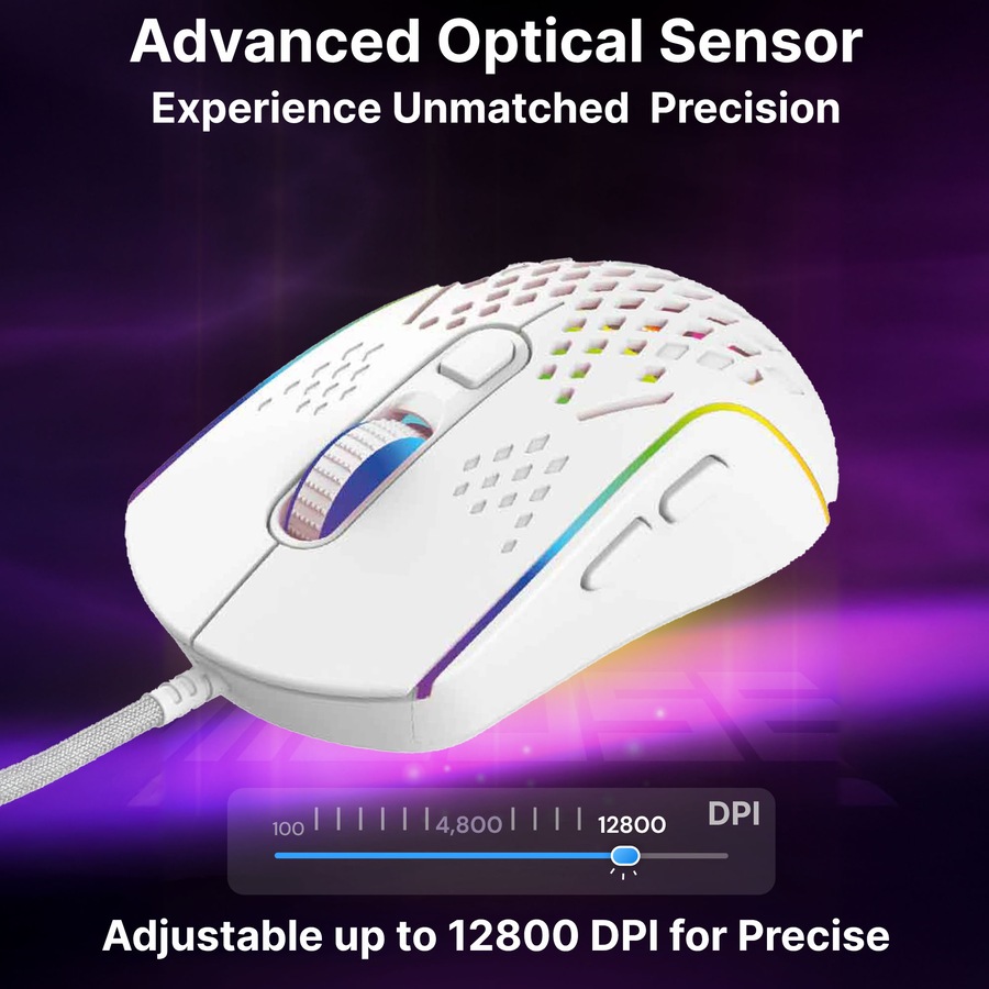 Laser Gaming RGB Lightweight Mouse - White