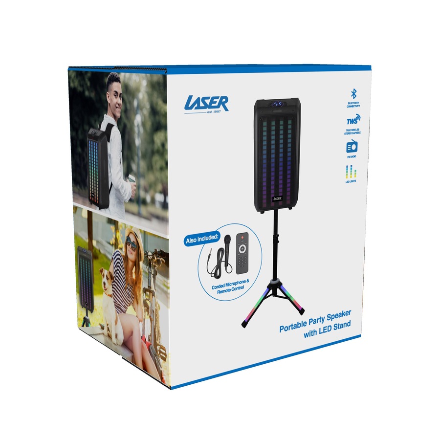 Laser Portable Party Speaker with LED Stand