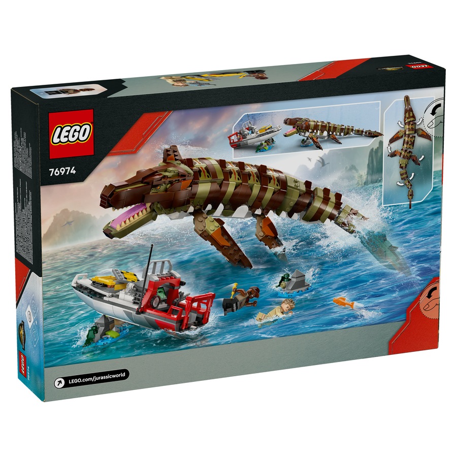 LEGO Jurassic World Brick-Built Mosasaurus Boat Mission 76974