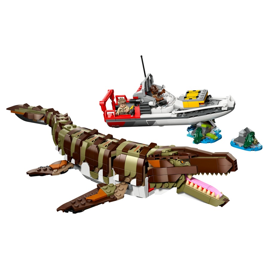 LEGO Jurassic World Brick-Built Mosasaurus Boat Mission 76974