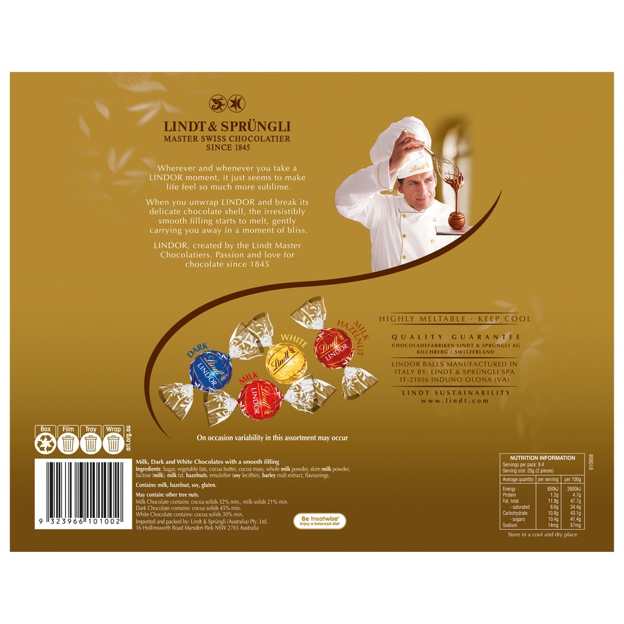 Lindt Lindor Assorted Chocolates Box 235g
