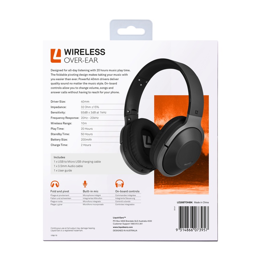 Liquid Ears Wirefree Over-Ear Headphones - Black