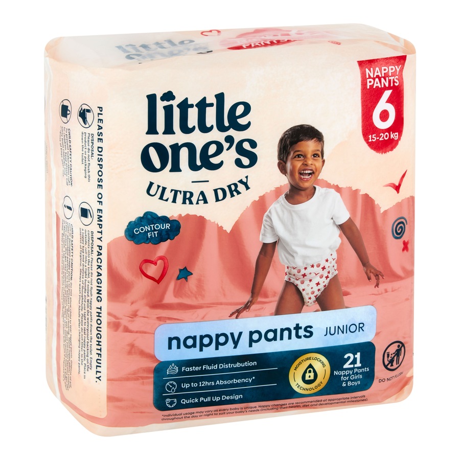 Little Ones Ultra Dry Nappy Pants Size 6 (15-20kg) Junior 21 Pack