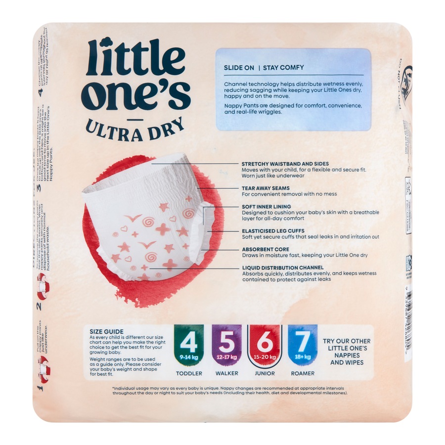 Little Ones Ultra Dry Nappy Pants Size 6 (15-20kg) Junior 21 Pack