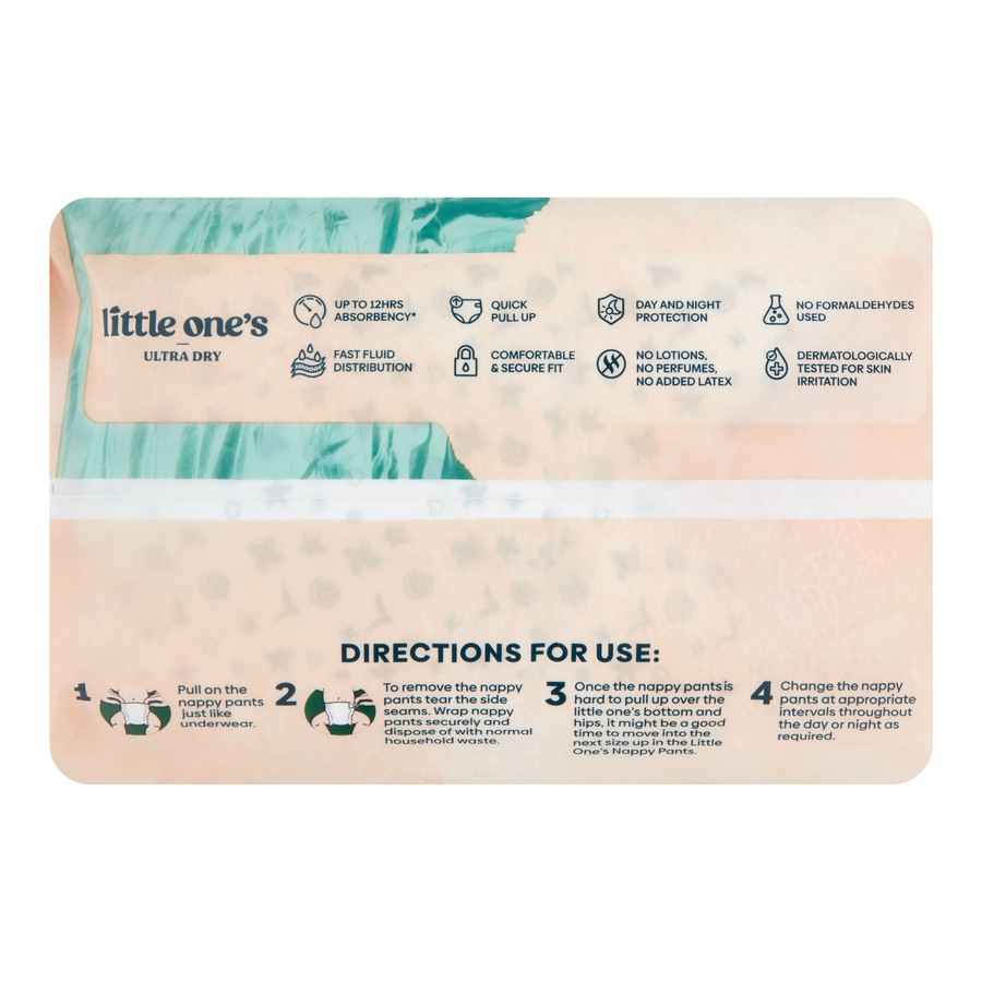 Little Ones Ultra Dry Nappy Pants Size 4 (9-14kg) Toddler 25 Pack
