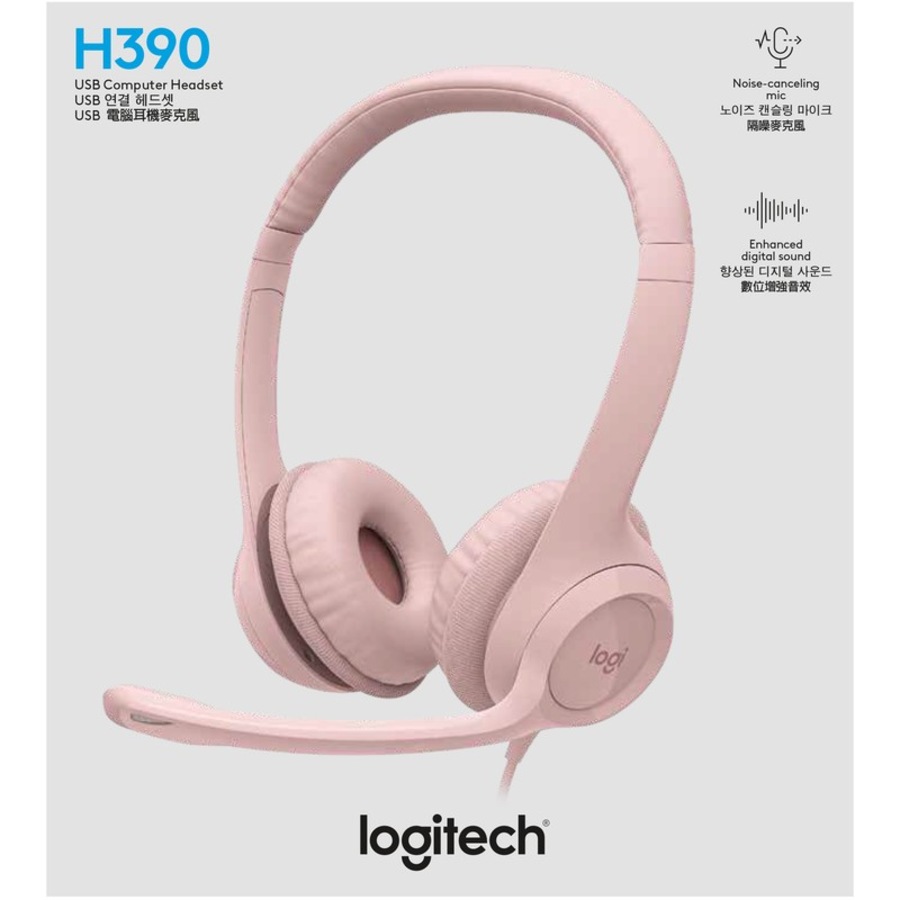 Logitech H390 USB Computer Headset - Rose