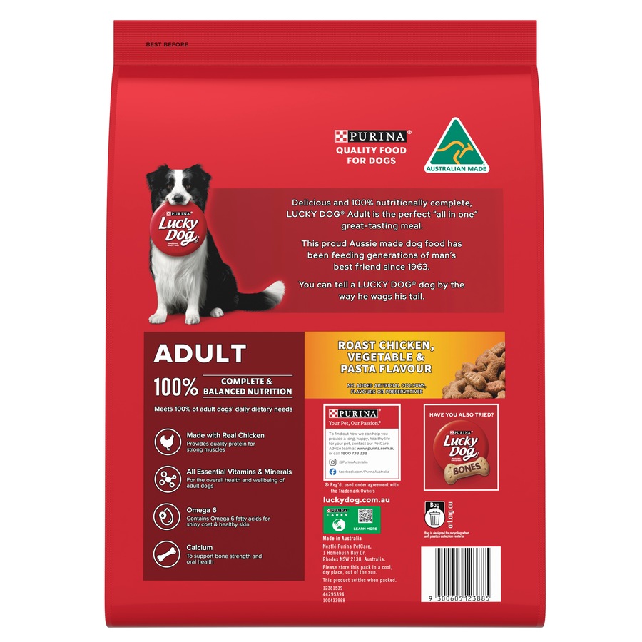 Purina Lucky Dog Roast Chicken, Vegetables & Pasta Dry Dog Food 8kg