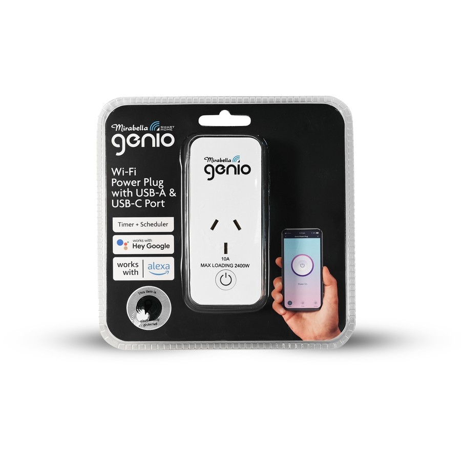 Mirabella Genio Single Adaptor with 1 USB & 1 USBC Port