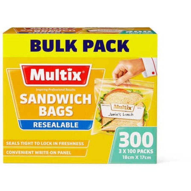 Buy Multix Resealable Sandwich Bags Bulk 300 Pack MyDeal
