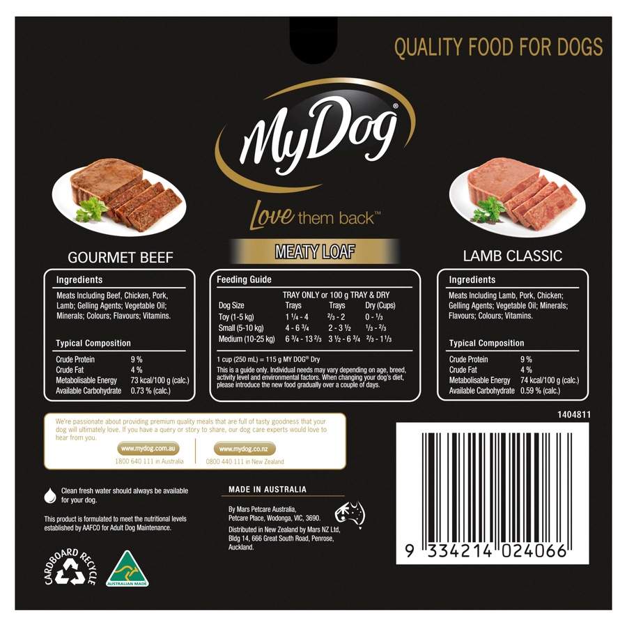 My Dog Meaty Loaf Beef & Lamb Wet Dog Food 24 x 100g
