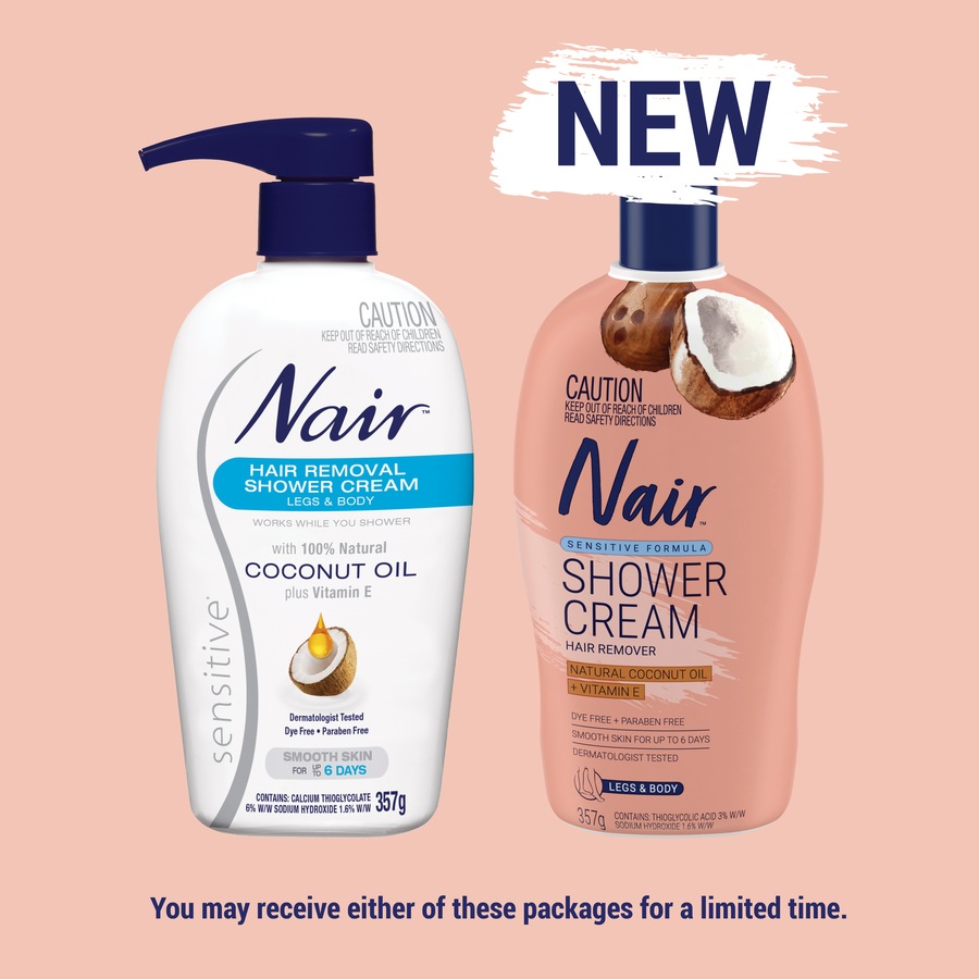 Nair Sensitive Hair Removal Shower Cream with Coconut Oil 357g