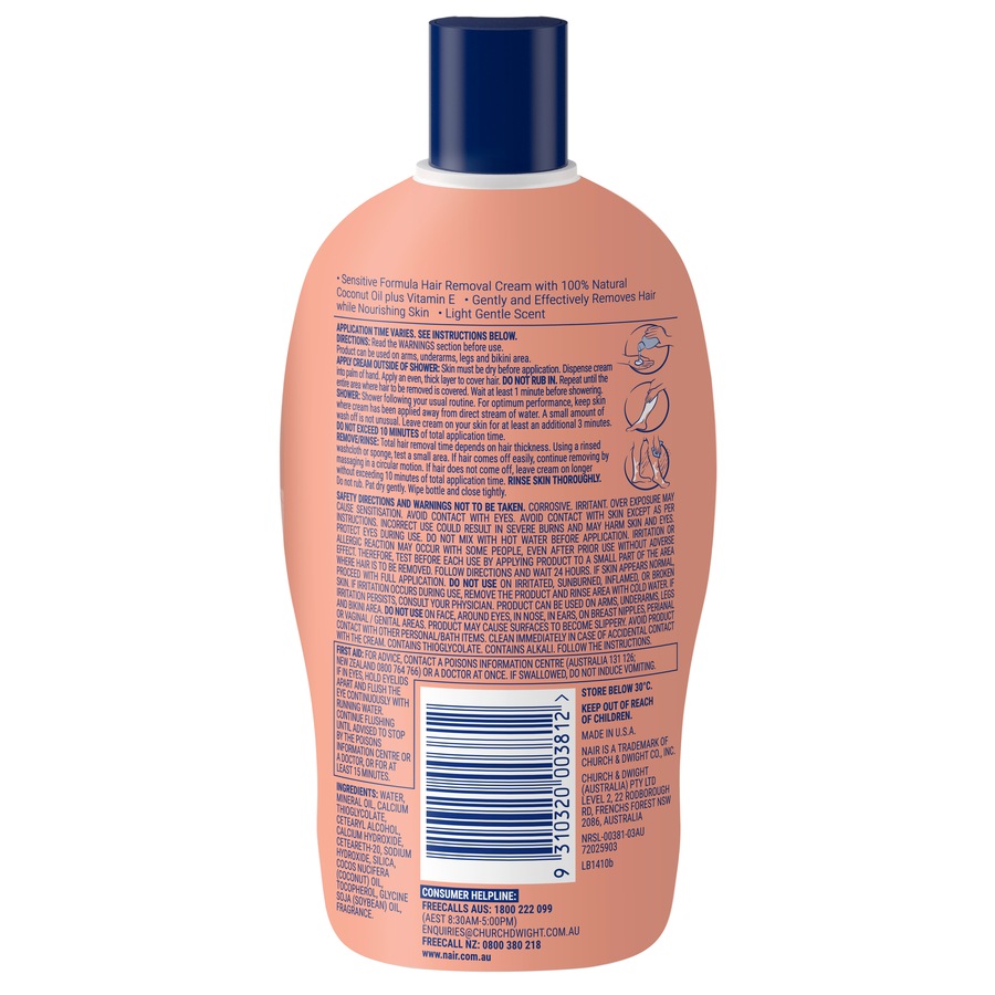 Nair Sensitive Hair Removal Shower Cream with Coconut Oil 357g