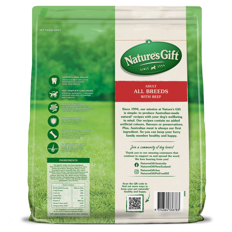 Nature's Gift Adult Dry Dog Food With Beef 6kg
