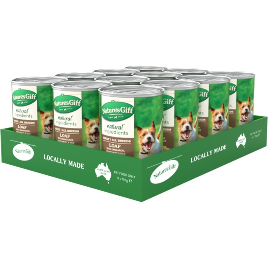 Nature's Gift Adult Wet Dog Food Loaf with Kangaroo, Vegetables & Rice 12 x 700g