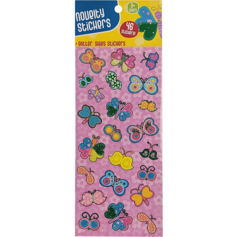Novelty Glitter Butterfly Stickers 46 Pack MyDeal