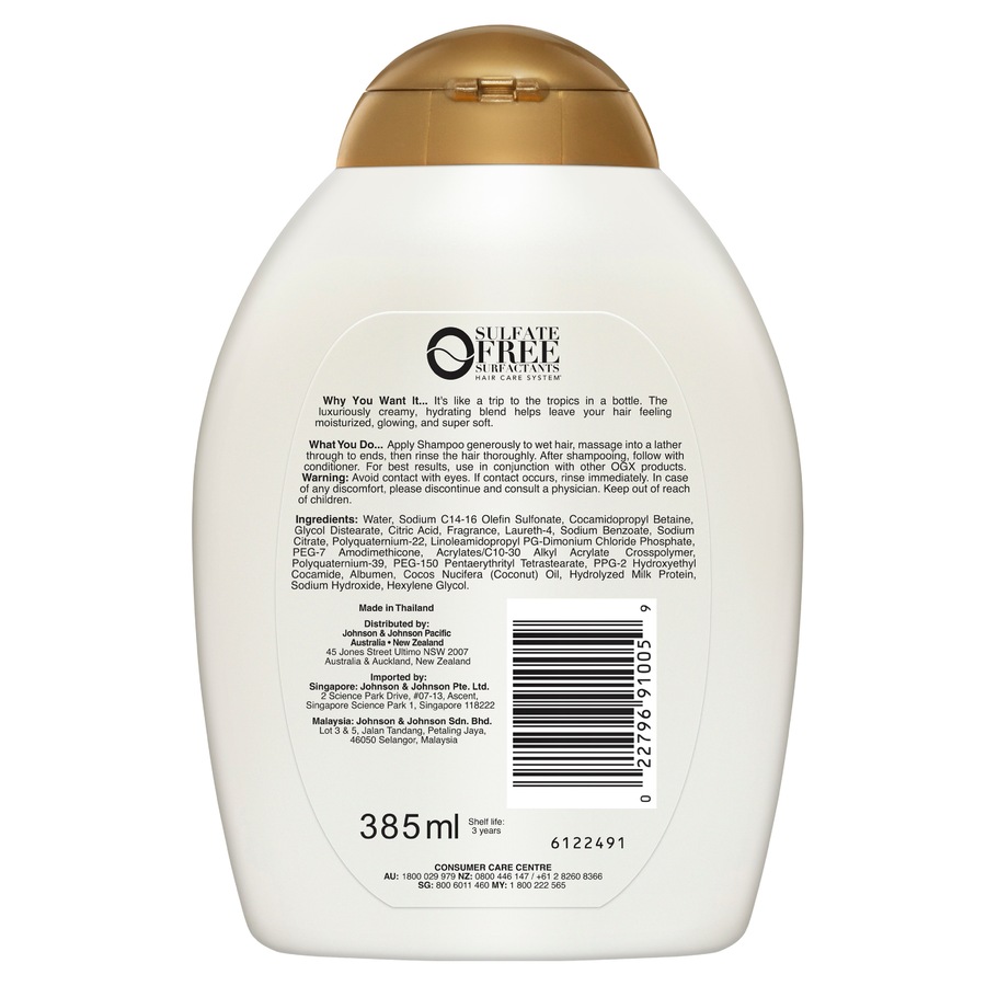 Ogx Nourishing + Hydrating Coconut Milk Shampoo For Dry Hair 385ml