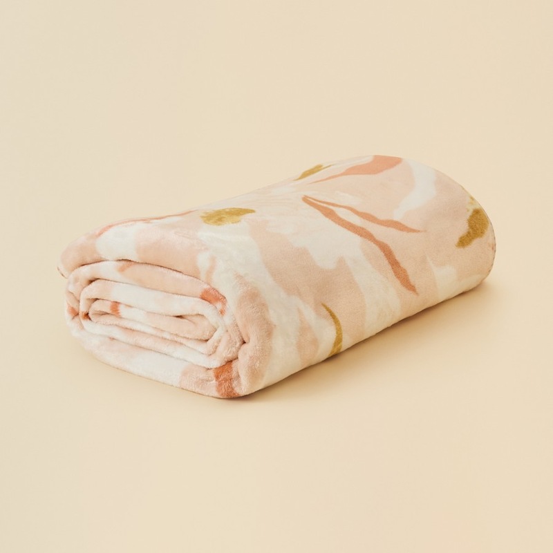 Buy Openook Aubrey Plush Print Blanket, Queen Bed - Cream - MyDeal