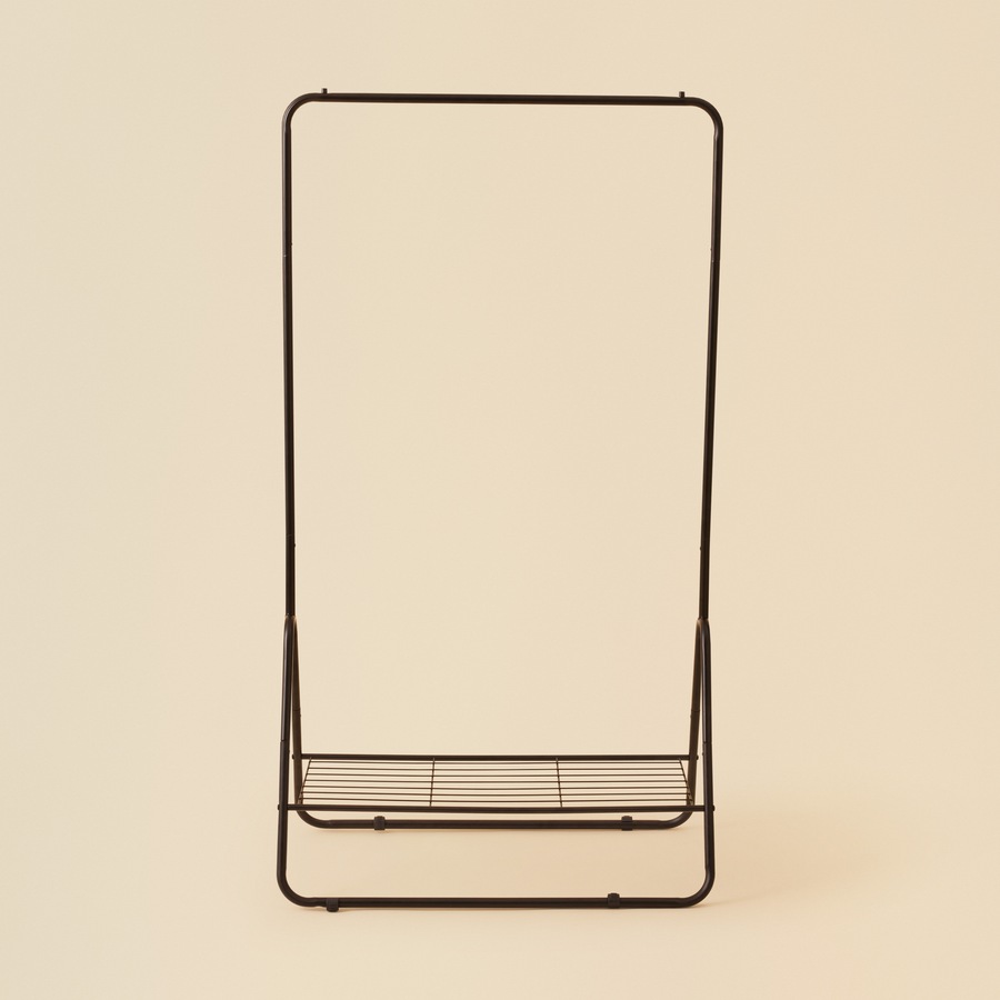 Openook Metal Garment Rack with Shelf - Black