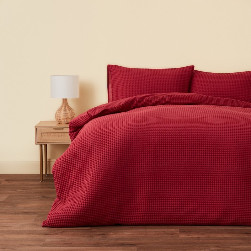 Buy Openook Zola Waffle Quilt Cover Set Earth Red MyDeal