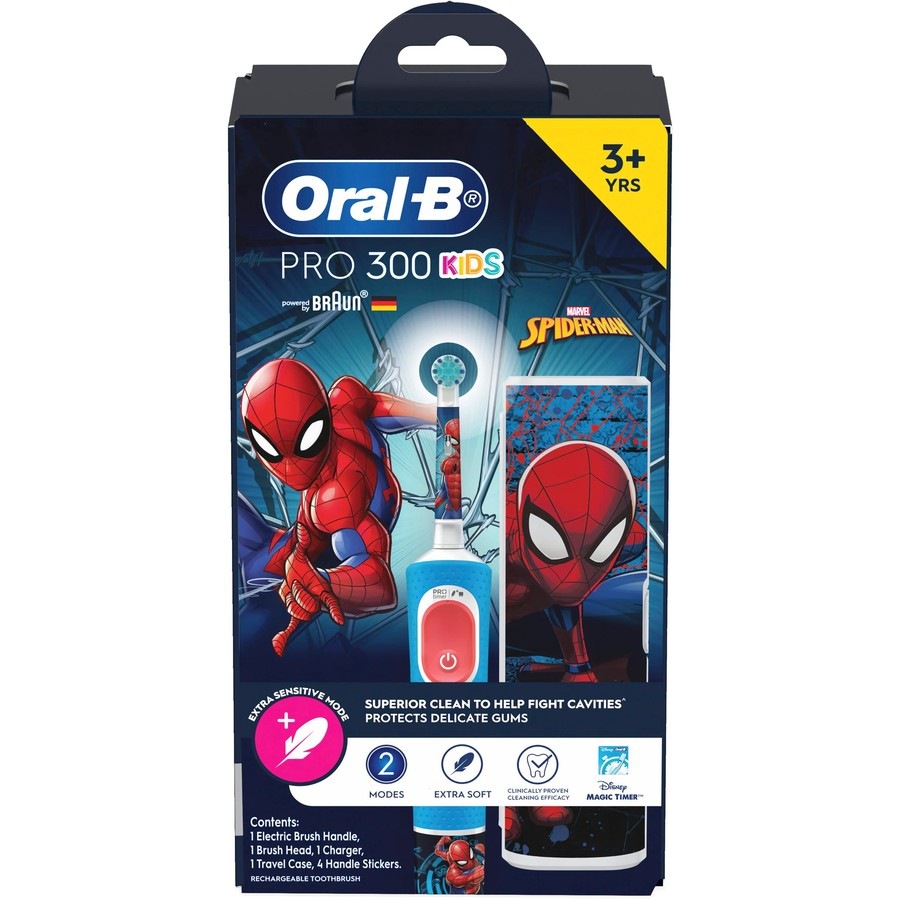 Oral-B PRO 300 KIDS Electric Toothbrush Frozen/Spiderman 3+ Years with Travel Case and Charger - Assorted*