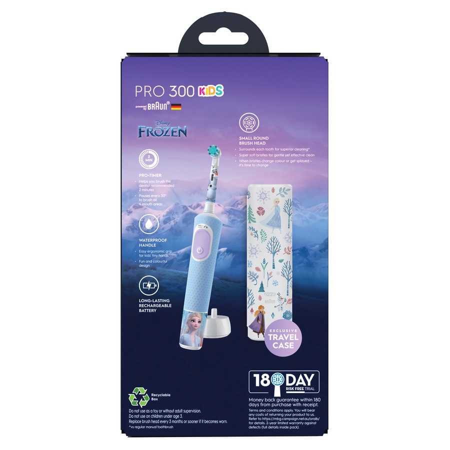 Oral-B PRO 300 KIDS Electric Toothbrush Frozen/Spiderman 3+ Years with Travel Case and Charger - Assorted*