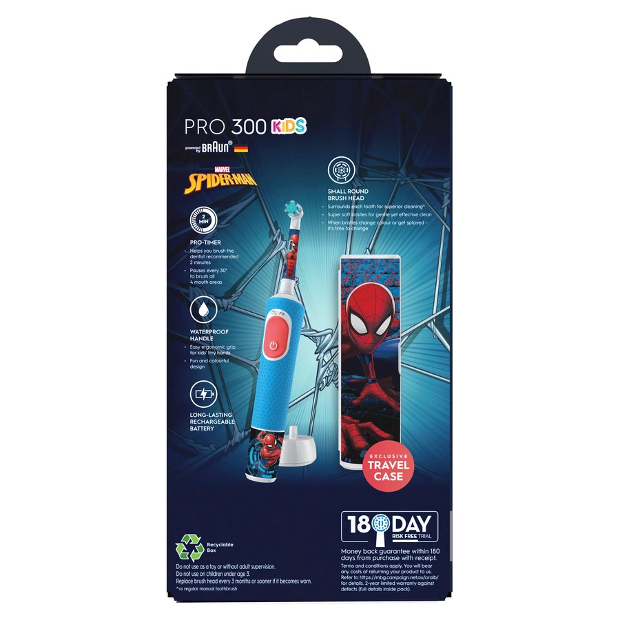 Oral-B PRO 300 KIDS Electric Toothbrush Frozen/Spiderman 3+ Years with Travel Case and Charger - Assorted*