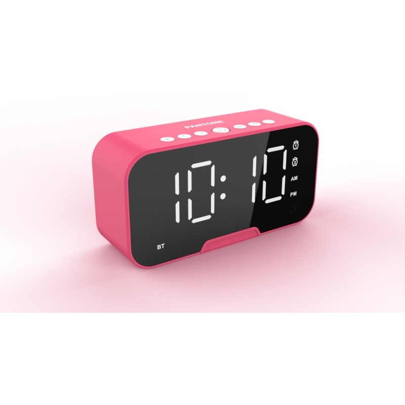 Buy Pantone Digital Clock with Bluetooth Speaker Pink MyDeal