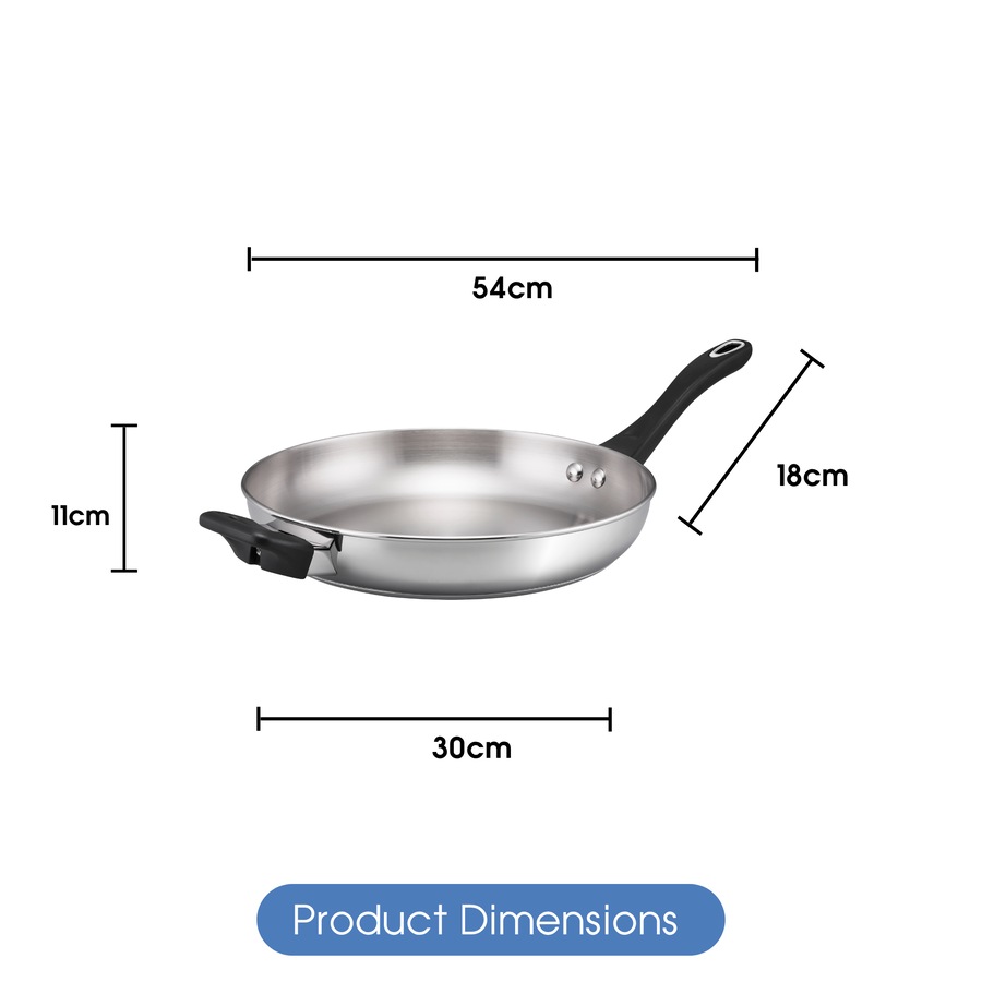 RACO Eversteel Stainless Steel Induction Frypan 30cm with helper handle