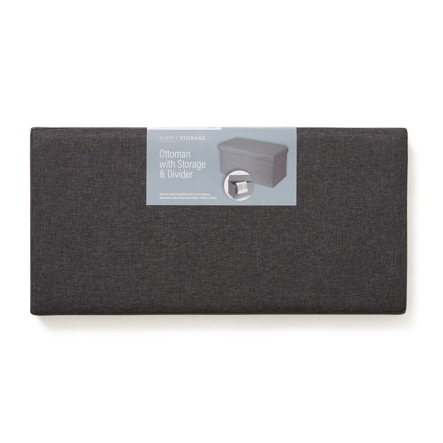 Simply Storage Rectangle Ottoman with Storage - Grey