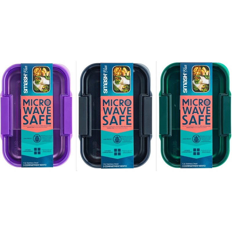 Buy Smash Blue Stainless Steel Bento Lunch Box Assorted* MyDeal