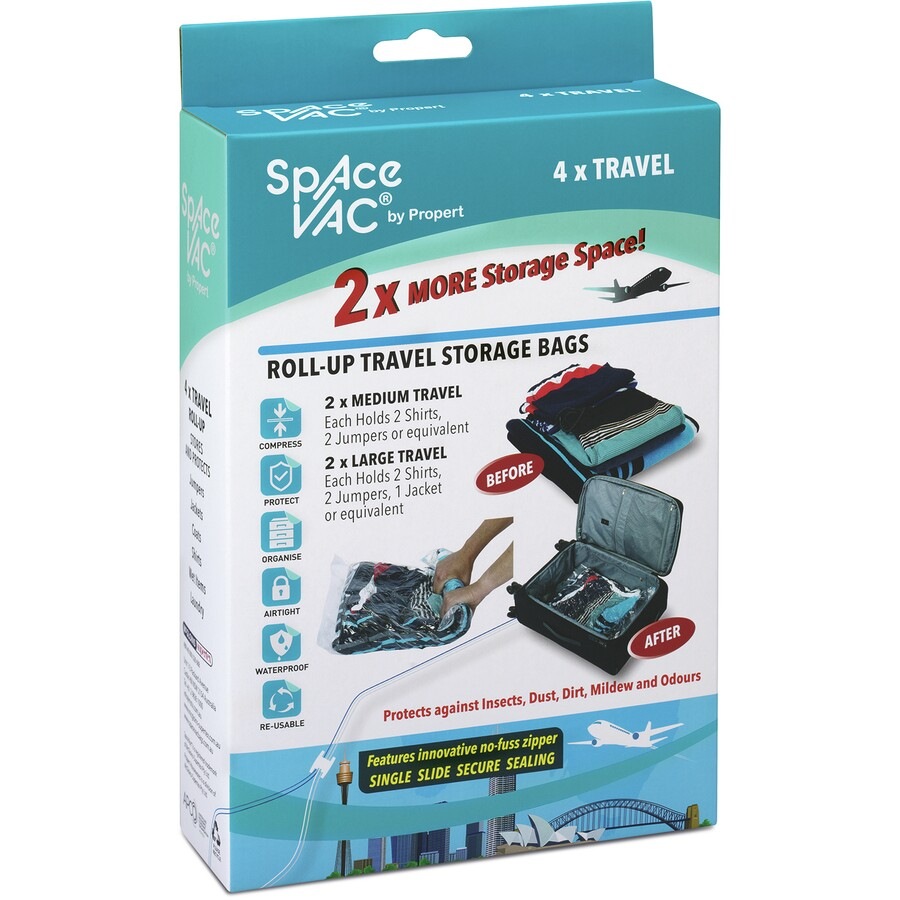 Space Vac Travel Vacuum-Seal Storage Bags 4 Pack