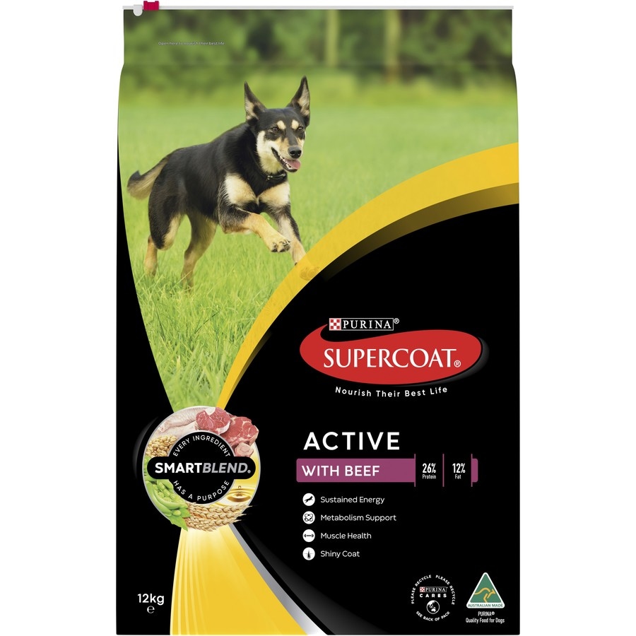 Supercoat Smartblend Adult Active Dog Food With Beef 12kg
