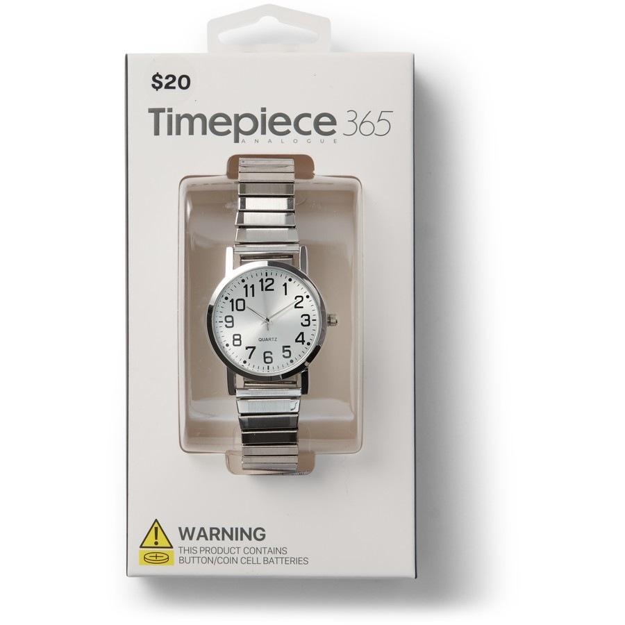 Timepiece 365 Men's Expansion Band Analogue Watch - Silver