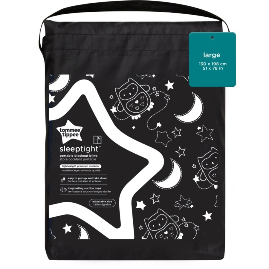 Tommee Tippee Sleeptight Portable Blackout Blind with Suction Cups, Adjustable and Lightweight 130cm x 198cm