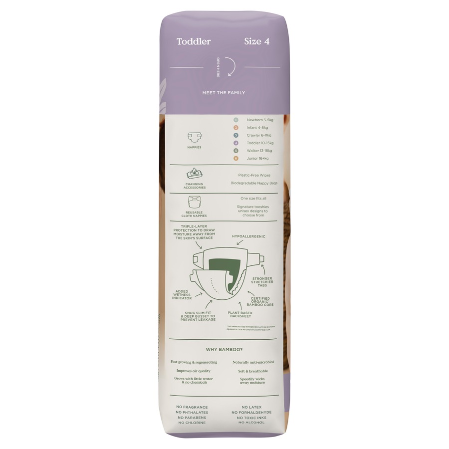 Tooshies ECO Nappies Size 4 Toddler 36 Pack