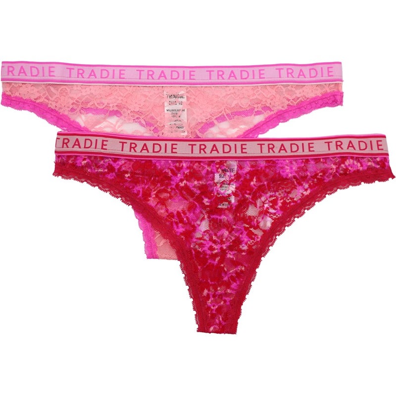 Medium pink Girls Tradie 2 Pack Briefs