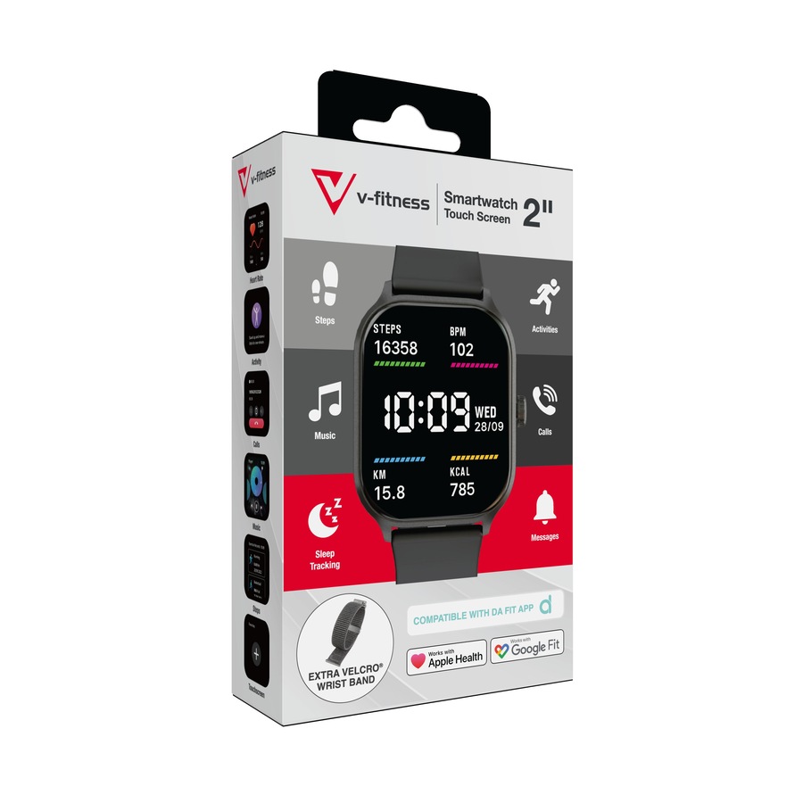 V-Fitness Smart Watch 2.0” Touch Screen - Black