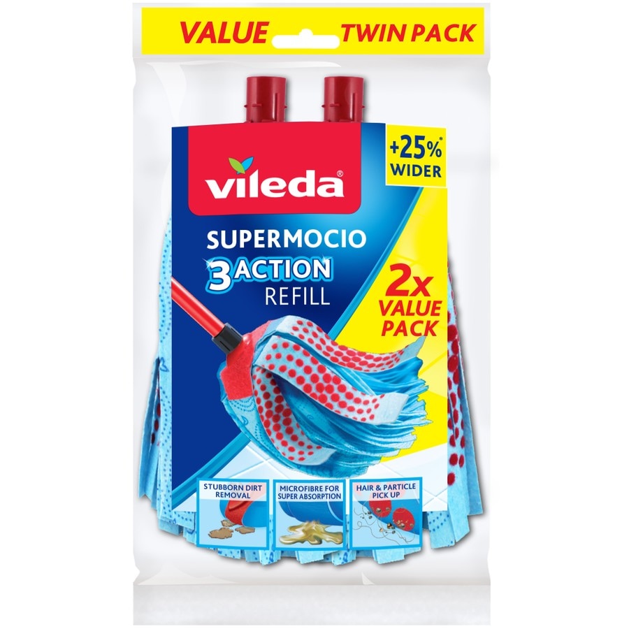 Vileda SuperMocio 3 Action Strip Mop Refill - Twin Pack