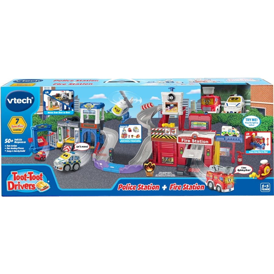 Buy VTech Toot-Toot Drivers Police Station & Firehouse Bundle ...