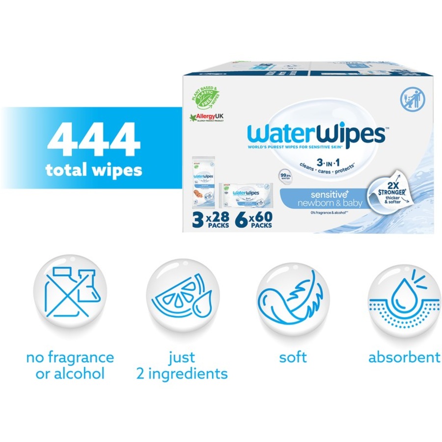 WaterWipes Baby & Newborn Sensitive Wipes Mixed Multipack 444 Pack