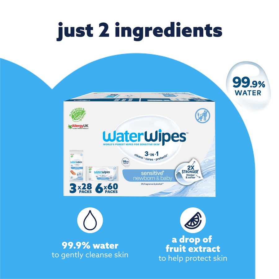 WaterWipes Baby & Newborn Sensitive Wipes Mixed Multipack 444 Pack