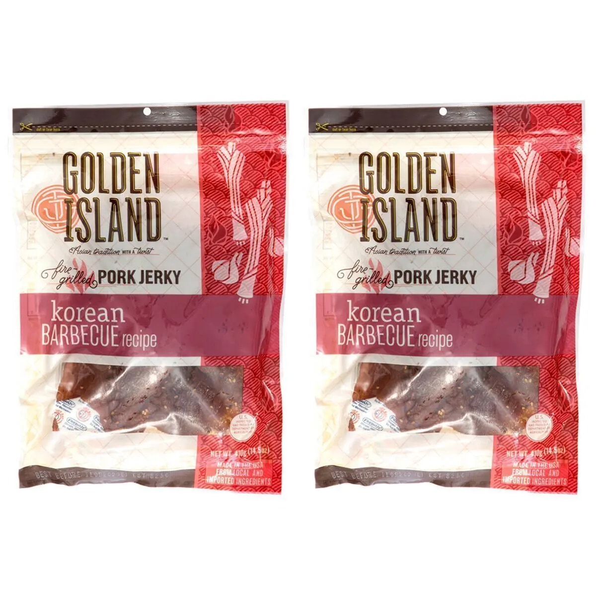 Buy Golden Island Korean BBQ Pork Jerky 810g(2x 410g) Fire Grilled Made ...