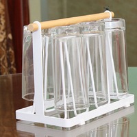 New Stylish Simple Metal 6 Glasses Holder Wood Metal White Piano Paint