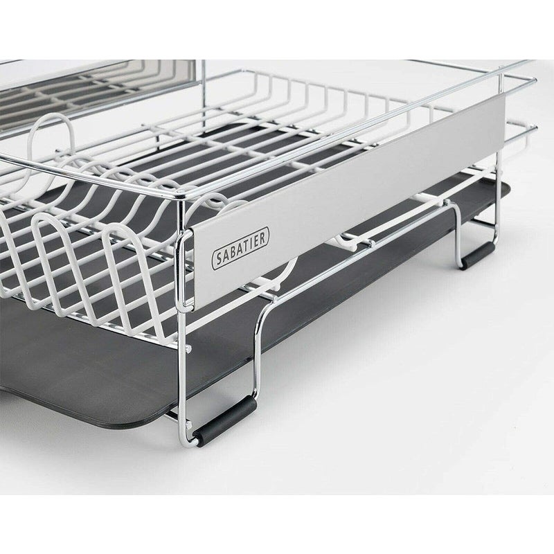 Sabatier Expandable Stainless Steel Dish Rack with Rust-Resistant Soft  Coated Wires and Bi-Directional Spout, with Utensil Caddy and Removable